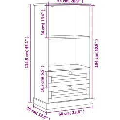 Bibliothèque VIGO 60x35x114,5 cm bois massif de pin vidaXL