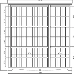 Bibliothèque Vitrine 9 Portes Vitrées Pin Miel Style Anglais L 163 H 170 P 37 cm - L 163 x l 37 x H 170 cm