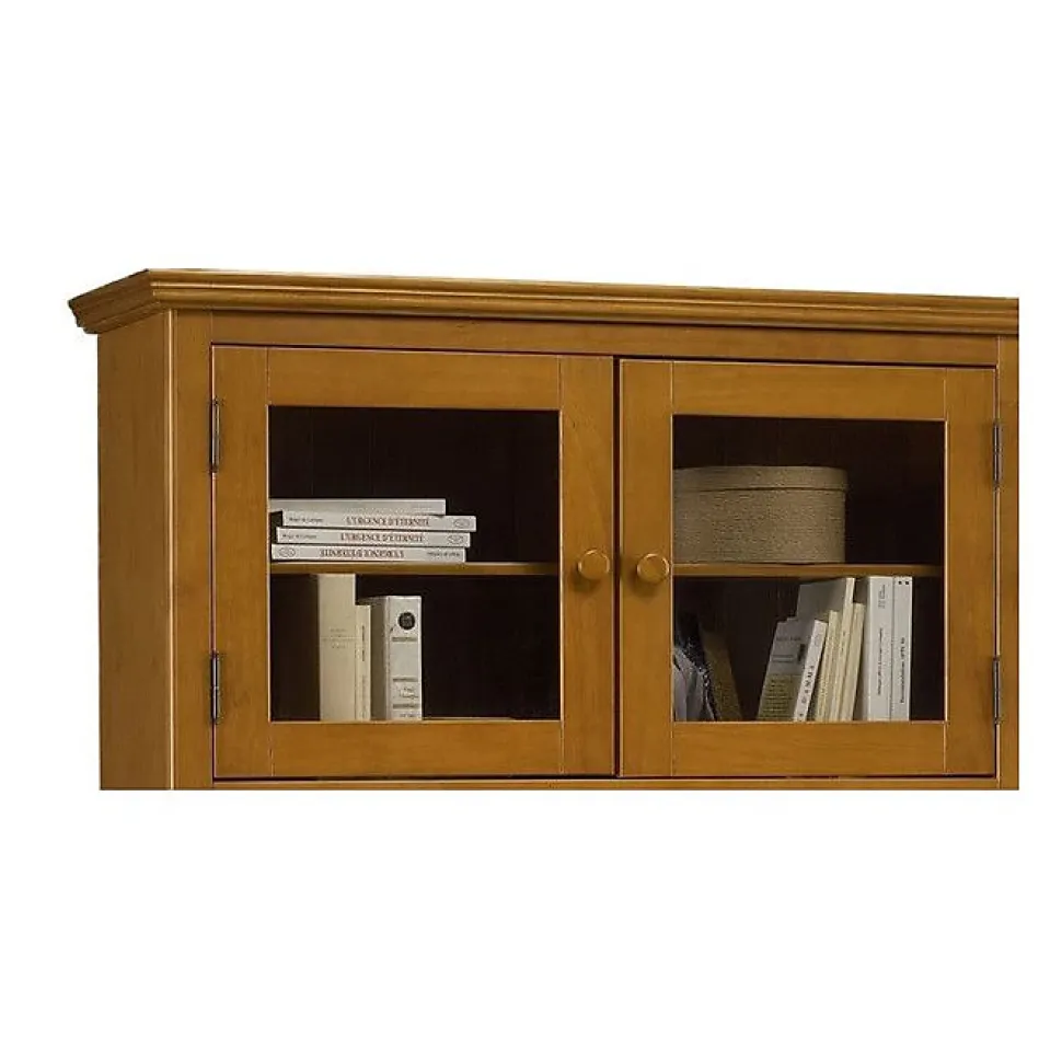 Bibliothèque Vitrine 9 Portes Vitrées Pin Miel Style Anglais L 163 H 170 P 37 cm - L 163 x l 37 x H 170 cm