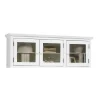 Bibliothèque Vitrine Blanche 9 Portes Vitrées Style Anglais L 163 H 170 P 37 cm - L 163 x l 37 x H 170 cm