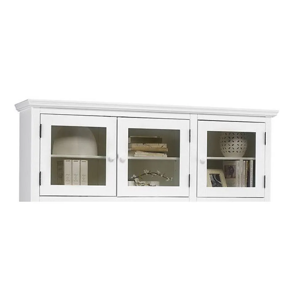 Bibliothèque Vitrine Blanche 9 Portes Vitrées Style Anglais L 163 H 170 P 37 cm - L 163 x l 37 x H 170 cm