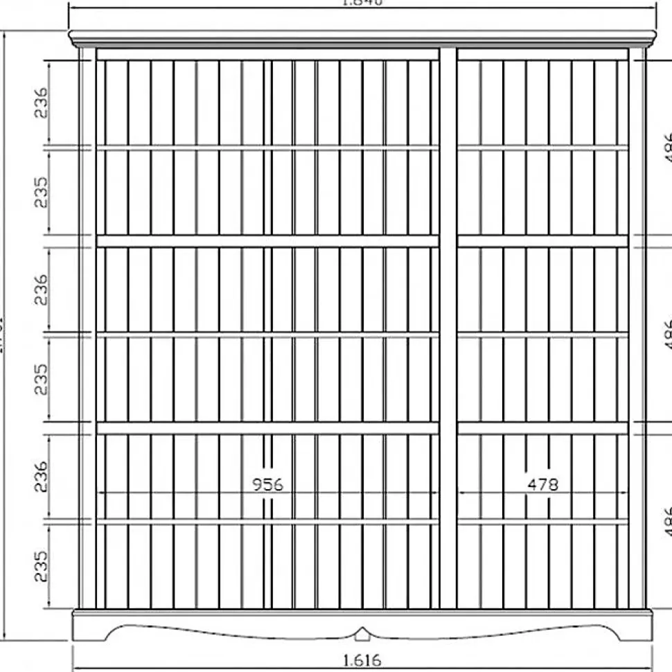Bibliothèque Vitrine Blanche 9 Portes Vitrées Style Anglais L 163 H 170 P 37 cm - L 163 x l 37 x H 170 cm