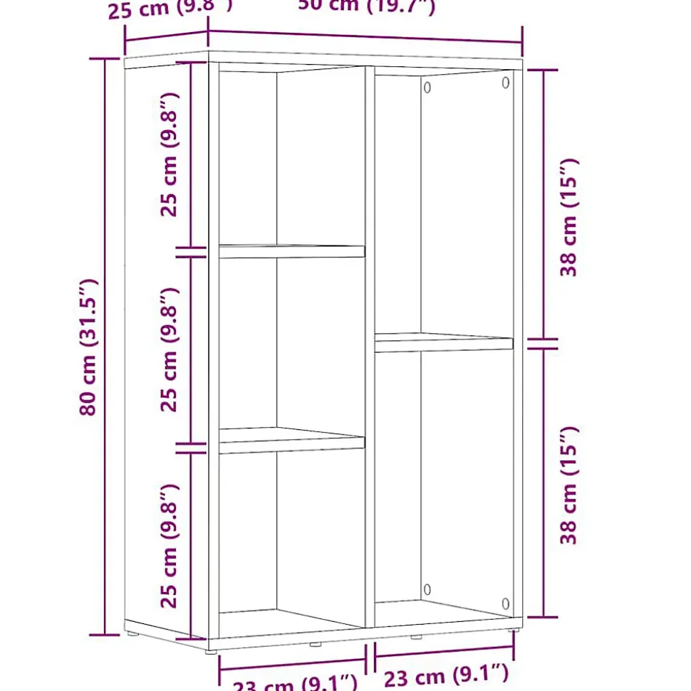 Bibliothèque/Buffet Blanc 50x25x80 cm vidaXL
