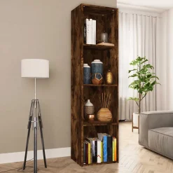 Bibliothèque/Meuble TV Chêne fumé 36x30x143cm Bois d'ingénierie vidaXL