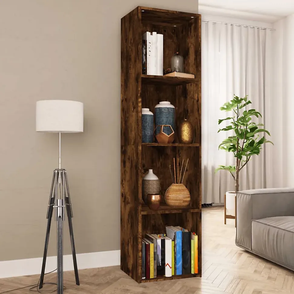 Bibliothèque/Meuble TV Chêne fumé 36x30x143cm Bois d'ingénierie vidaXL