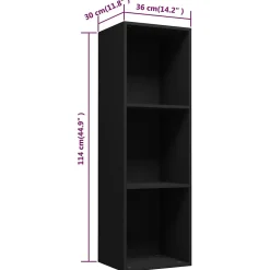 Bibliothèque/Meuble TV noir 36x30x114 cm bois d'ingénierie vidaXL