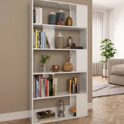 Bibliothèque/Séparateur de pièce Blanc brillant 80x24x159 cm vidaXL