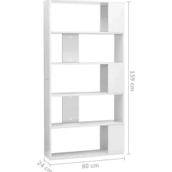 Bibliothèque/Séparateur de pièce Blanc brillant 80x24x159 cm vidaXL