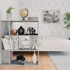 Bibliothèque/Séparateur de pièce Gris béton vidaXL