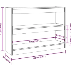 Bibliothèque/Séparateur de pièce sonoma gris 100x30x72 cm vidaXL