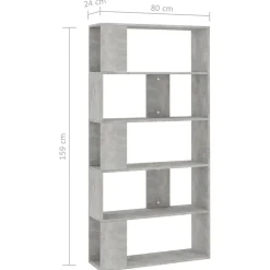 Bibliothèque/Séparateur de pièce Gris béton vidaXL