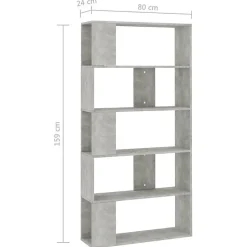Bibliothèque/Séparateur de pièce Gris béton vidaXL