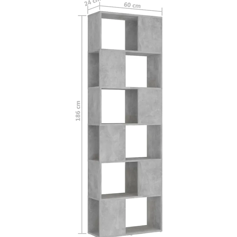 Bibliothèque/Séparateur de pièce Gris béton 60x24x186 cm vidaXL