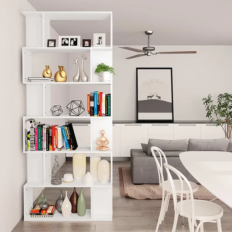 Bibliothèque/Séparateur de pièce Blanc Bois d'ingénierie vidaXL