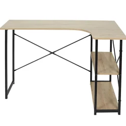 BIWO - Bureau d'Angle Noir et avec 2 Tablettes