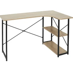 BIWO - Bureau d'Angle Noir et avec 2 Tablettes