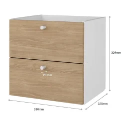 Bloc avec 2 tiroirs pour étagère cube GoodHome Mixxit effet chêne