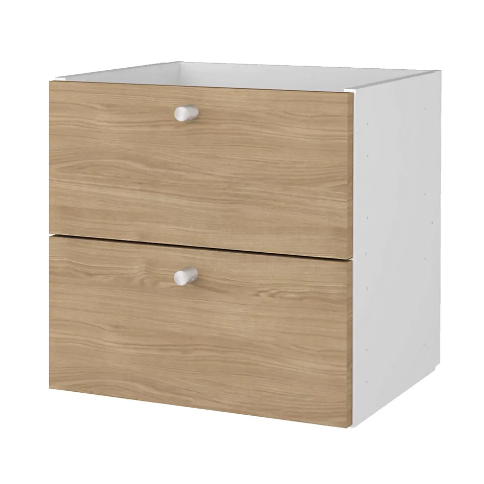Bloc avec 2 tiroirs pour étagère cube GoodHome Mixxit effet chêne