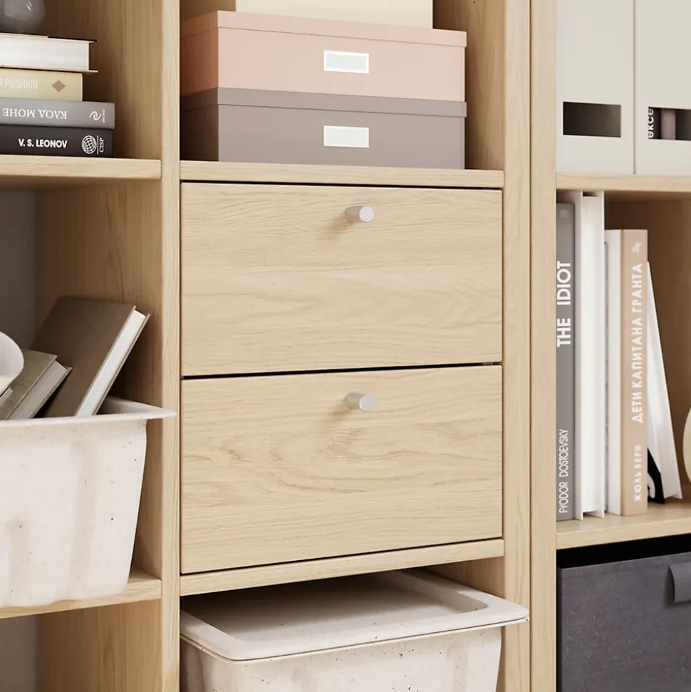 Bloc avec 2 tiroirs pour étagère cube GoodHome Mixxit effet chêne