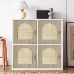 Bloc avec porte en arche pour étagère cube GoodHome Mixxit effet chêne et cannage