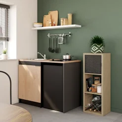 Bloc avec porte en métal pour étagère cube GoodHome Mixxit noir