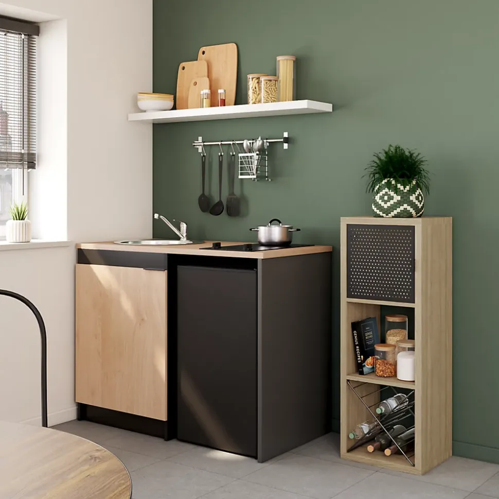 Bloc avec porte en métal pour étagère cube GoodHome Mixxit noir