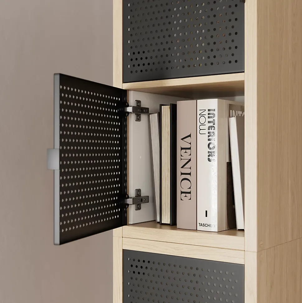 Bloc avec porte en métal pour étagère cube GoodHome Mixxit noir