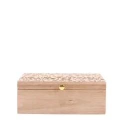 Boite à bijoux en bois relief fleuri 19x14cm