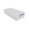 Boite de rangement à roulettes Blanc Transparent 35L MSV