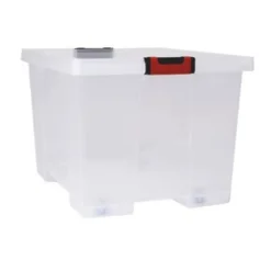 Boite de rangement - EDA - CLIPSTOCK - 75L - Transparent - Roulettes - Empilable