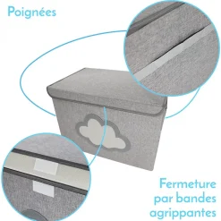 Boite de rangement - Harmonie - 50 x 35.5 x 35 cm - Gris Nuage