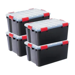 Boite de Rangement Hermétique, 50L, Lot de 4, Noir, DDAT-L, Iris Ohyama