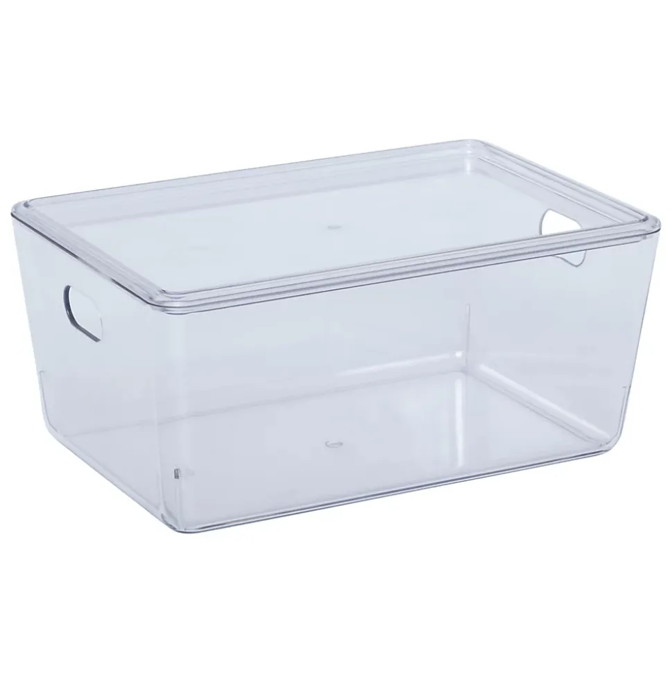 Boite de rangement salle de bains avec couvercle 4L transparente, 5Five Simply Smart Cleary