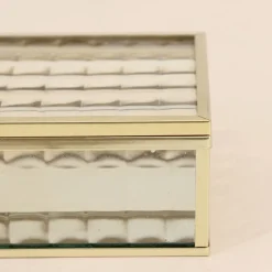 Boite en verre et métal doré 18x10cm