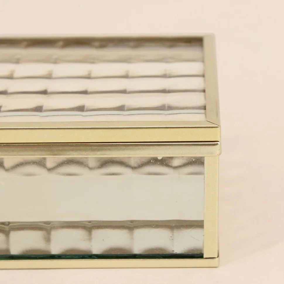 Boite en verre et métal doré 18x10cm