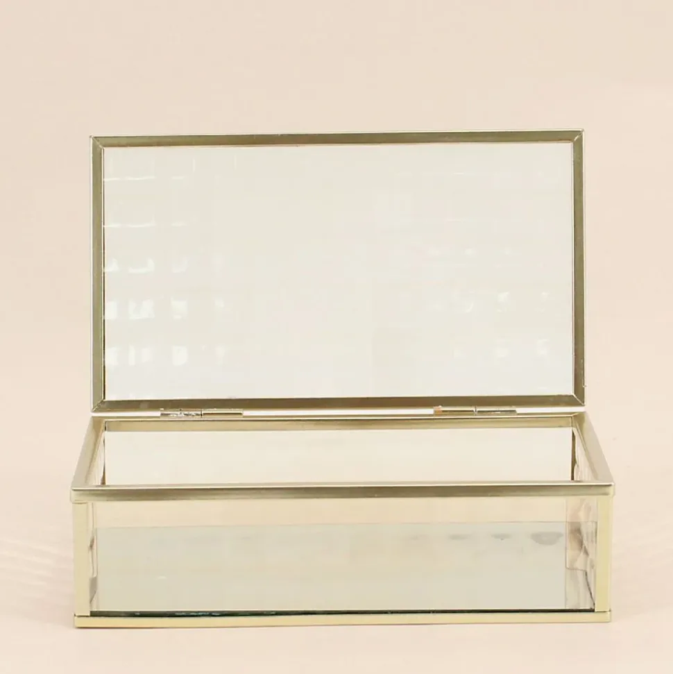 Boite en verre et métal doré 18x10cm
