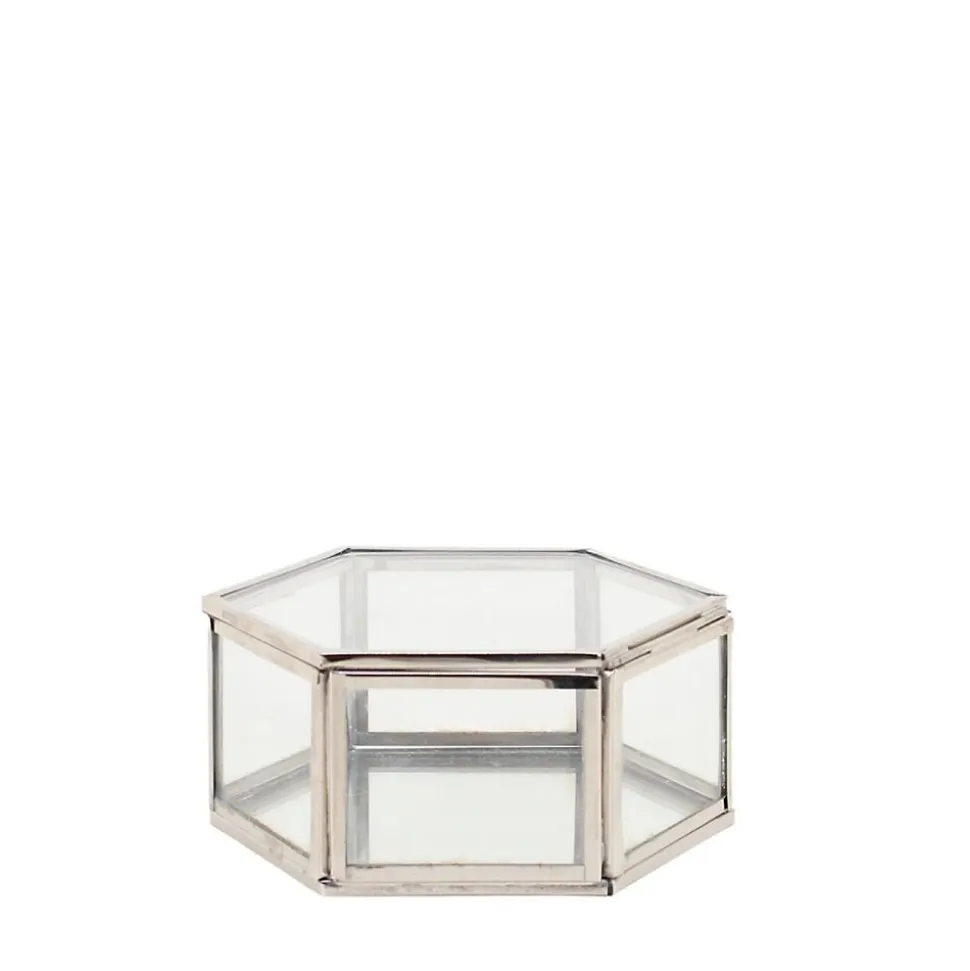 Boite hexagonale en verre 12x11cm
