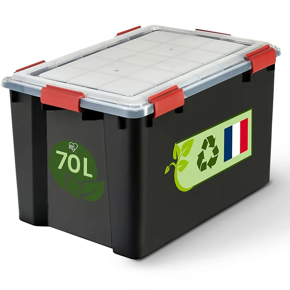 Boite Rangement Hermétique Plastique, 70L, Unité, Noir, WSB-70, Iris Ohyama