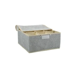 Boite Tiroir de rangement microaérée et respirant avec 9 compartiments et couvercle Gris MSV