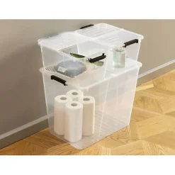 Boite transparente avec couvercle pliant 30 litres