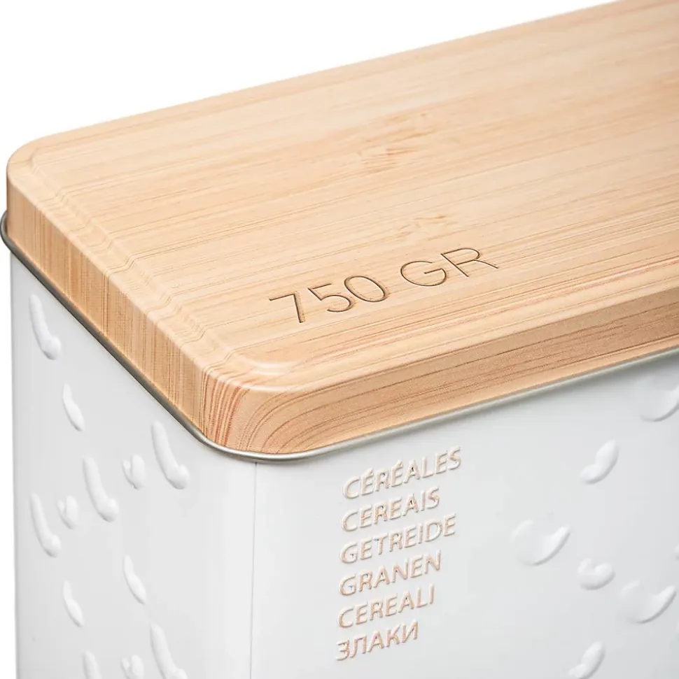 Boîte à céréales 750g métal Blanc Scandi Nature - 5Five