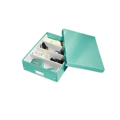 Boîte carton compartimentée multi usages avec couvercle - Menthe