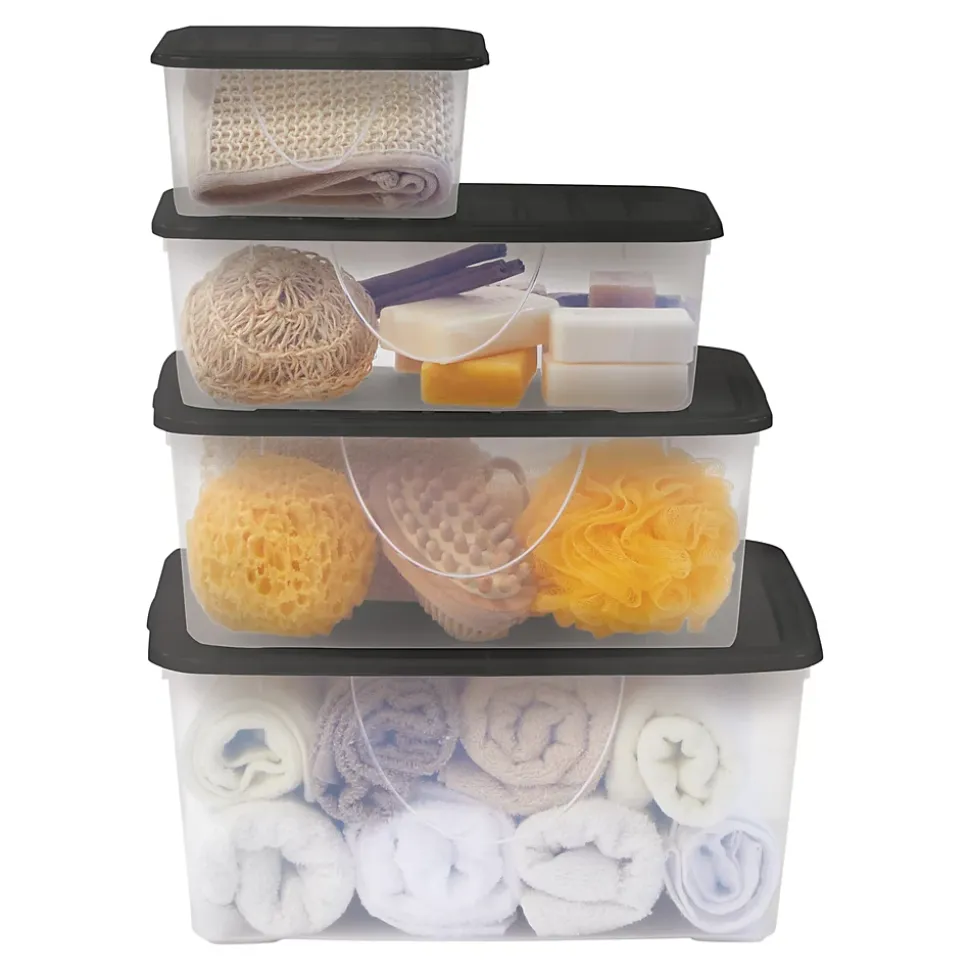 Boîte de rangement 58 L couvercle noir