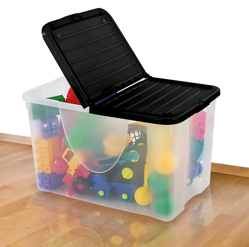 Boîte de rangement 58 L couvercle noir