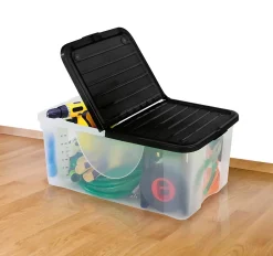 Boîte de rangement 41 L couvercle noir