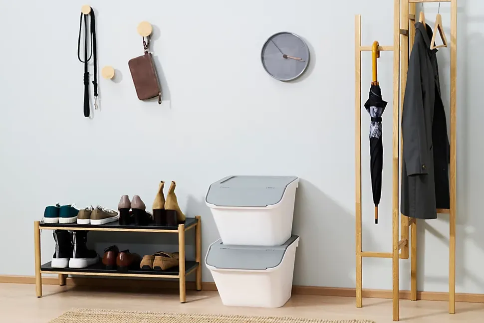 Boîte de rangement 37 L empilable SmartStore Collect Stack It Orthex P.55 cm blanc et gris