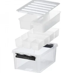 Boîte de rangement 14 litres avec 7 bacs et couvercle