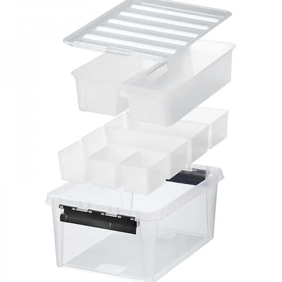 Boîte de rangement 14 litres avec 7 bacs et couvercle
