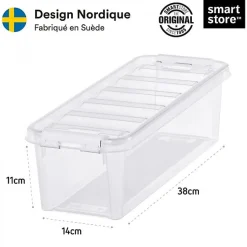 Boîte de rangement allongée 3,5 litres - Clips Blancs
