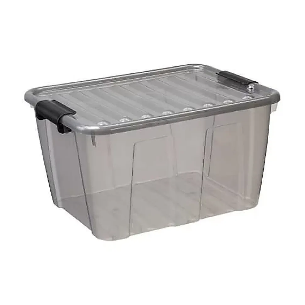 Boîte de rangement avec couvercle Home Box 30 litres - Gris